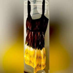 Calvin Klein Sleeveless dress, size 14- black, brown, yellow color